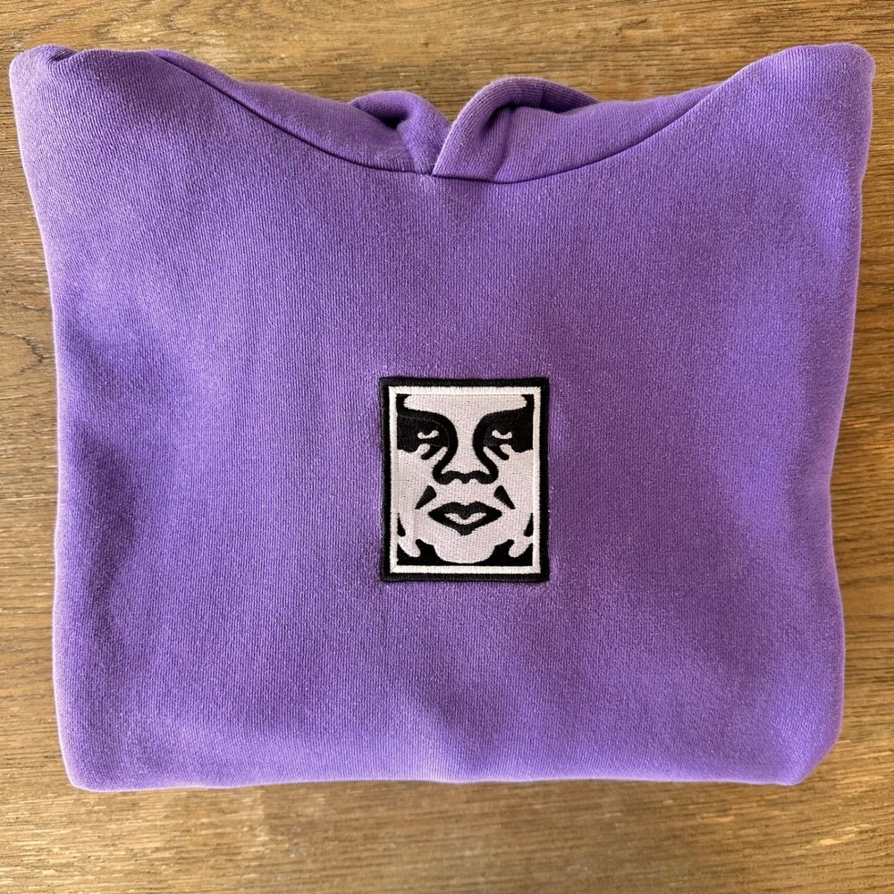 OBEY ICON II Extra Heavy Pullover-Established Hoodie Sweatshirt-Purple-Men's Lge